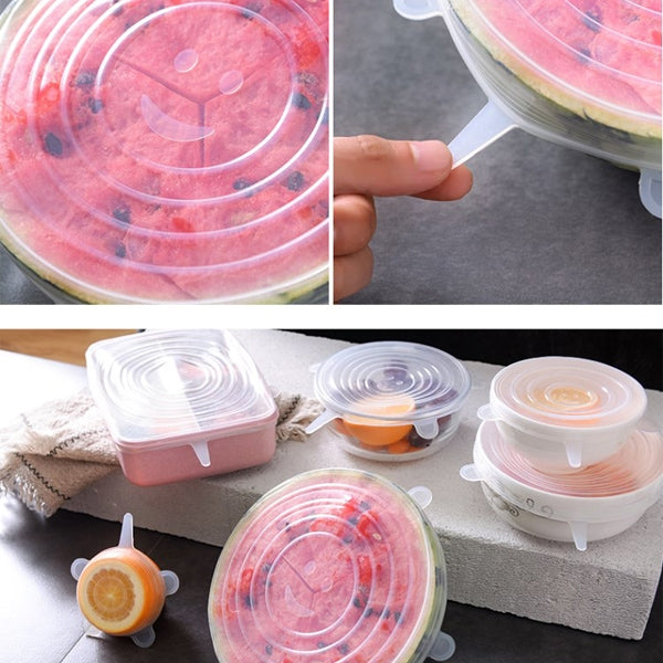 6 pezzi/set coperchi sigillanti in silicone per uso alimentare, Silicone Sealing Lids