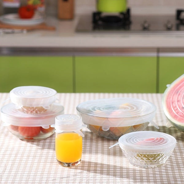 6 pezzi/set coperchi sigillanti in silicone per uso alimentare, Silicone Sealing Lids