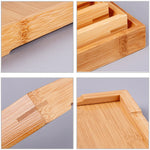 Tavolino da tè con vassoio da tè in bambù ad angolo retto, dimensioni: 37x26 cm, Size: 37x26cm