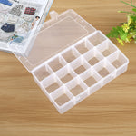 Organizzatore di scatole di plastica con scomparto a griglia rimovibile per gioielli, orecchini, ganci da pesca, piccoli accessori, dimensioni: grande, 15 slot, 15 Slots