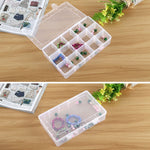 Organizzatore di scatole di plastica con scomparto a griglia rimovibile per gioielli, orecchini, ganci da pesca, piccoli accessori, dimensioni: grande, 15 slot, 15 Slots