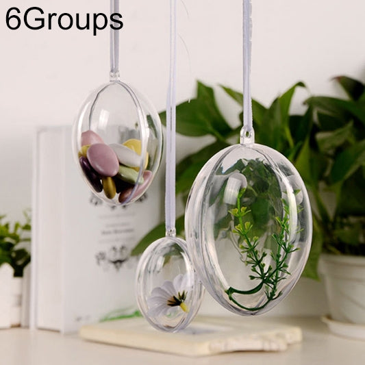 6 pezzi di plastica trasparente ellissoidale cavo decorazioni di nozze di Pasqua Natale, 6 PCS