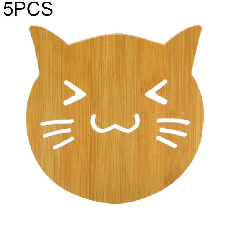 5 pezzi di tavolo da cucina simpatico cartone animato per proteggere il sottobicchiere isolante termico in legno, consegna in stile casuale, Table Mats 2