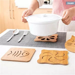 5 pezzi di tavolo da cucina simpatico cartone animato per proteggere il sottobicchiere isolante termico in legno, consegna in stile casuale, Table Mats 2