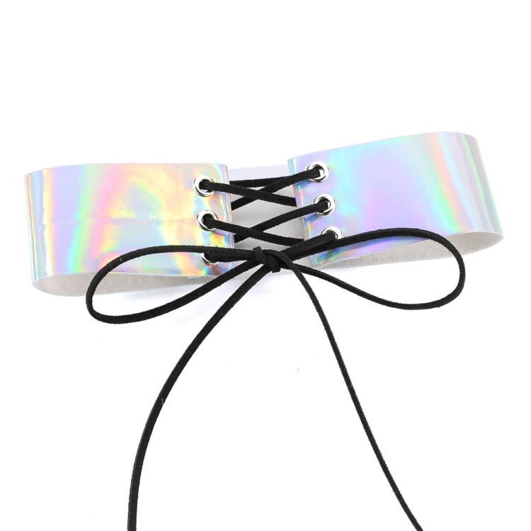 Collana europea e americana semplice e sexy con colletto legato alla moda, collana luminosa con pelle laser, consegna casuale dei colori, QCSF