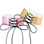 Collana europea e americana semplice e sexy con colletto legato alla moda, collana luminosa con pelle laser, consegna casuale dei colori, QCSF