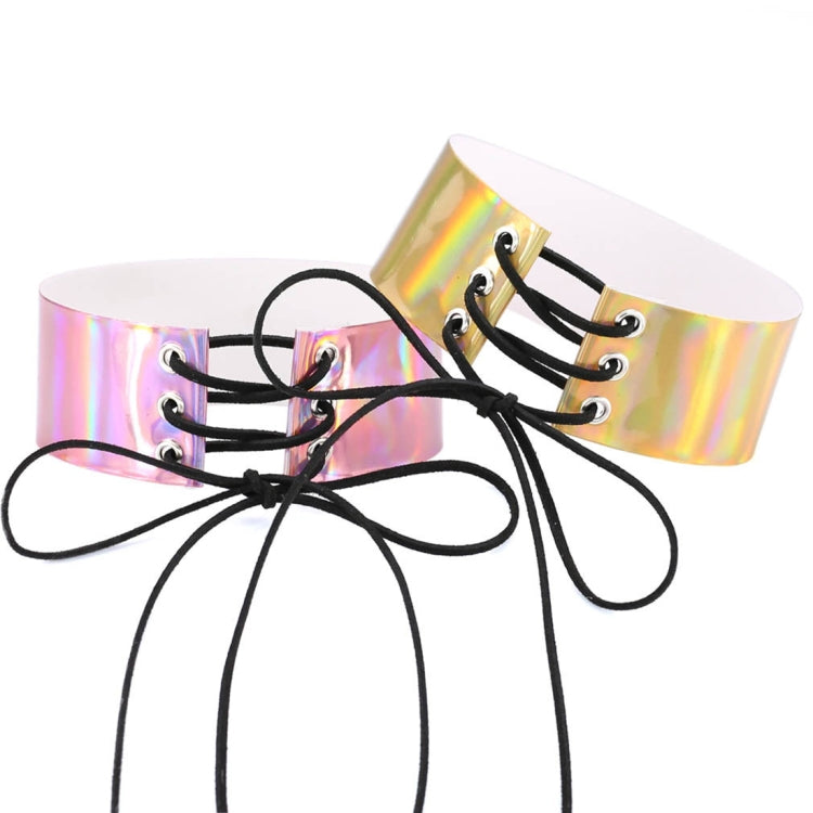 Collana europea e americana semplice e sexy con colletto legato alla moda, collana luminosa con pelle laser, consegna casuale dei colori, QCSF