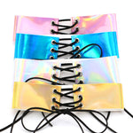 Collana europea e americana semplice e sexy con colletto legato alla moda, collana luminosa con pelle laser, consegna casuale dei colori, QCSF