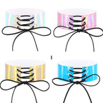 Collana europea e americana semplice e sexy con colletto legato alla moda, collana luminosa con pelle laser, consegna casuale dei colori, QCSF