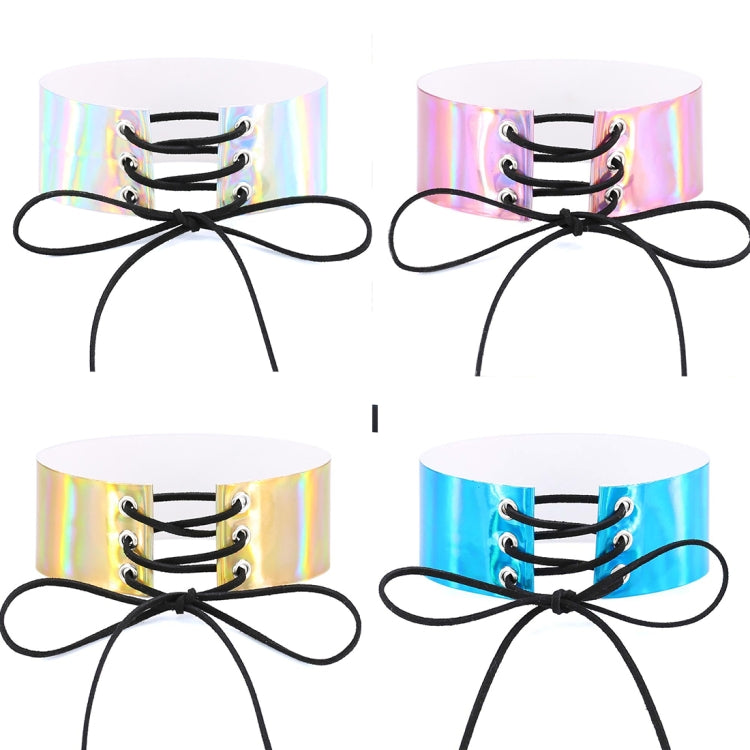 Collana europea e americana semplice e sexy con colletto legato alla moda, collana luminosa con pelle laser, consegna casuale dei colori, QCSF