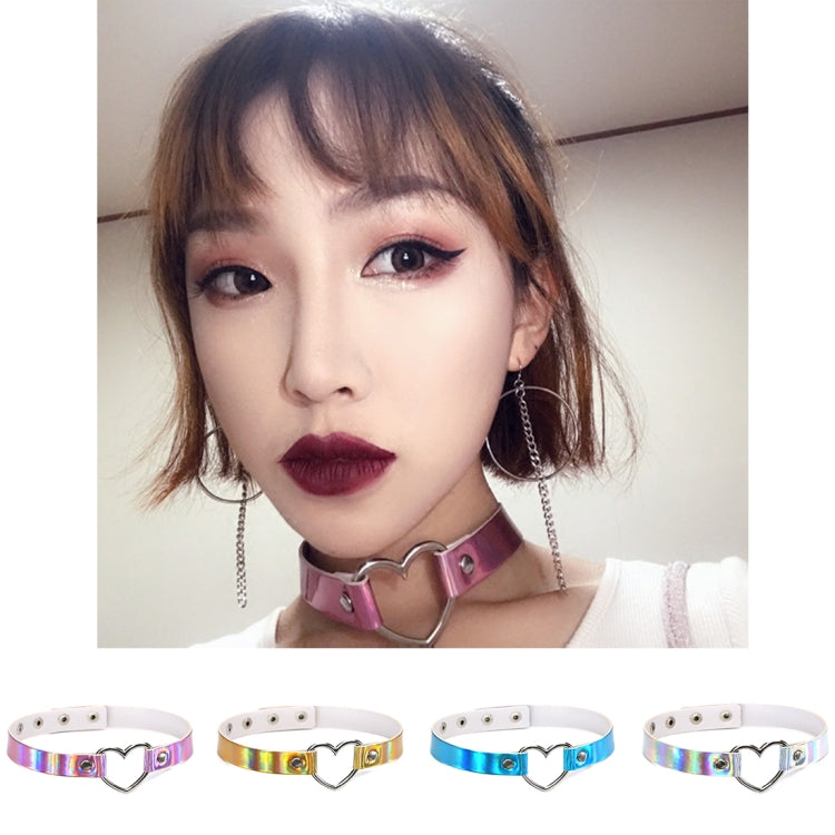 Collana girocollo luminosa con colletto a forma di cuore laser europeo e americano Harajuku da 2 pezzi, consegna casuale dei colori, QCTX