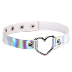 Collana girocollo luminosa con colletto a forma di cuore laser europeo e americano Harajuku da 2 pezzi, consegna casuale dei colori, QCTX