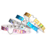 Collana girocollo luminosa con colletto a forma di cuore laser europeo e americano Harajuku da 2 pezzi, consegna casuale dei colori, QCTX