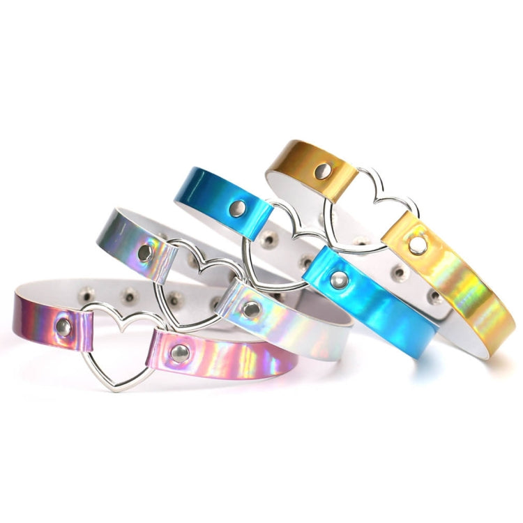 Collana girocollo luminosa con colletto a forma di cuore laser europeo e americano Harajuku da 2 pezzi, consegna casuale dei colori, QCTX