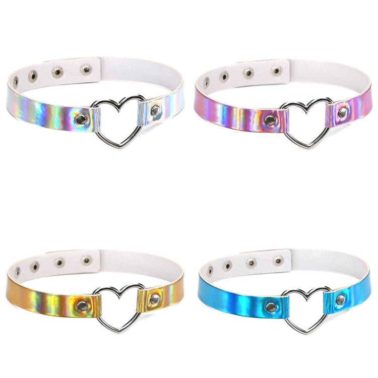 Collana girocollo luminosa con colletto a forma di cuore laser europeo e americano Harajuku da 2 pezzi, consegna casuale dei colori, QCTX