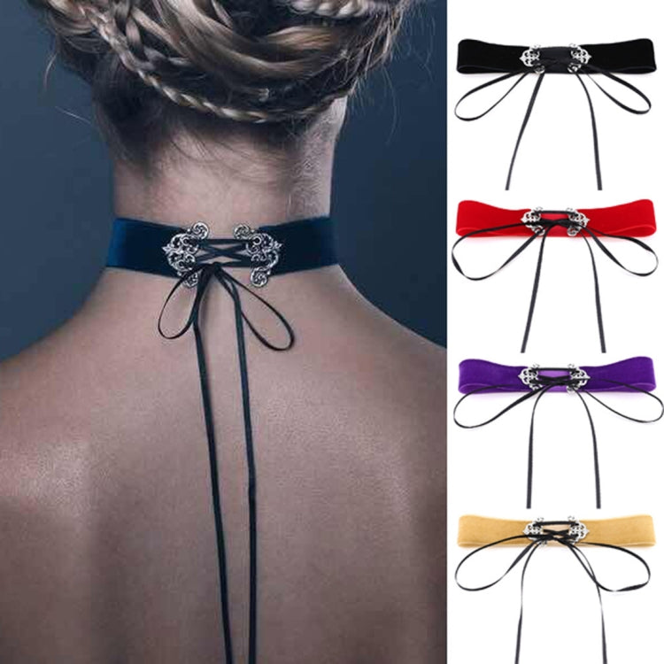 Collana girocollo in velluto di lega cava con colletto a scatto alla moda europea e americana da 2 pezzi, consegna colore casuale, TERQ02