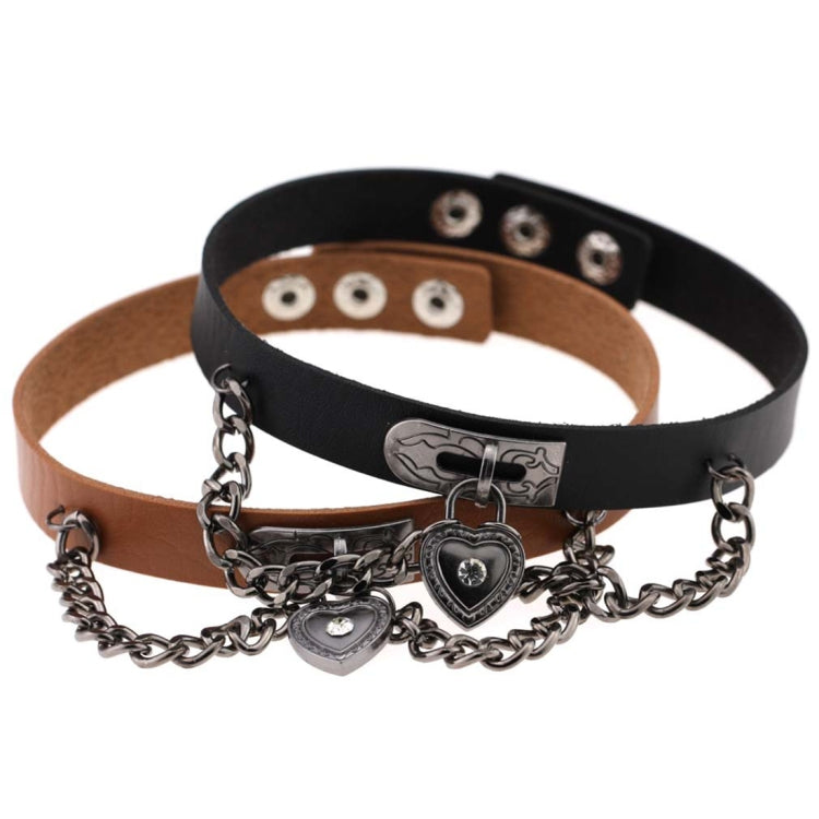 Bracciale girocollo in pelle con colletto in pelle punk Harajuku europeo e americano a forma di cuore, consegna casuale di colori, TXXQ05