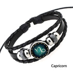 Bracciale europeo e americano lavorato a mano con perline retrò fai da te Bracciale costellazione in pelle punk moda, Capricorn, Leo, Libra, Gemini, Taurus, Aquarius, Sagittarius, Pisces, Cancer, Aries, Scorpion, Virgo