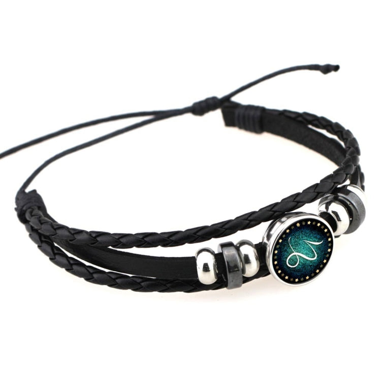 Bracciale europeo e americano lavorato a mano con perline retrò fai da te Bracciale costellazione in pelle punk moda, Capricorn, Leo, Libra, Gemini, Taurus, Aquarius, Sagittarius, Pisces, Cancer, Aries, Scorpion, Virgo