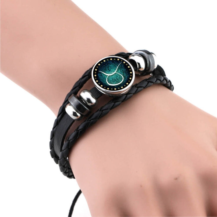 Bracciale europeo e americano lavorato a mano con perline retrò fai da te Bracciale costellazione in pelle punk moda, Capricorn, Leo, Libra, Gemini, Taurus, Aquarius, Sagittarius, Pisces, Cancer, Aries, Scorpion, Virgo