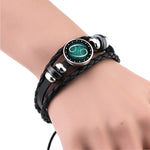 Bracciale europeo e americano lavorato a mano con perline retrò fai da te Bracciale costellazione in pelle punk moda, Capricorn, Leo, Libra, Gemini, Taurus, Aquarius, Sagittarius, Pisces, Cancer, Aries, Scorpion, Virgo
