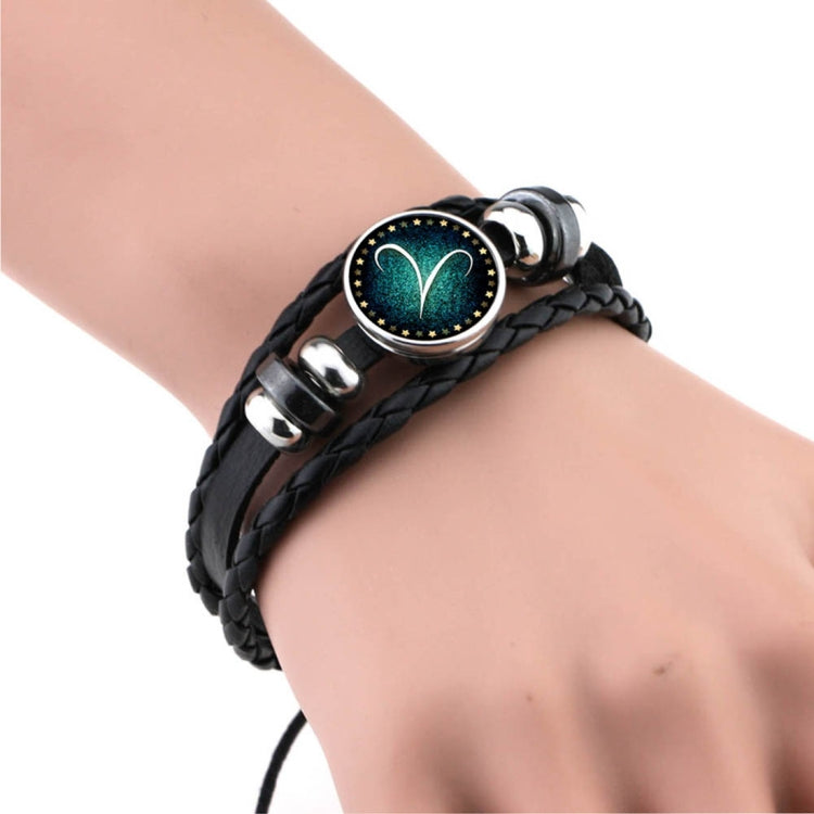 Bracciale europeo e americano lavorato a mano con perline retrò fai da te Bracciale costellazione in pelle punk moda, Capricorn, Leo, Libra, Gemini, Taurus, Aquarius, Sagittarius, Pisces, Cancer, Aries, Scorpion, Virgo