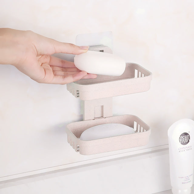 Mensola portasapone per bagno in PP a due piani Traceless da appendere alla parete