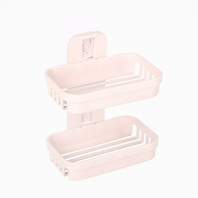 Mensola portasapone per bagno in PP a due piani Traceless da appendere alla parete