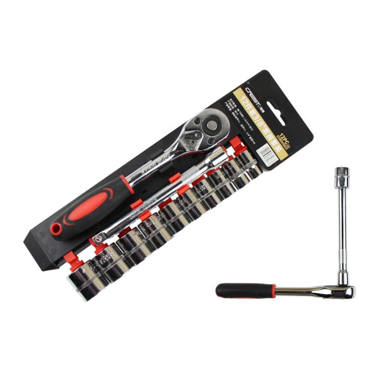Set di chiavi a cricchetto con interfaccia 3/8 da 12 pezzi Cassetta degli attrezzi combinata per riparazione auto, 12 PCS 3/8 Interface