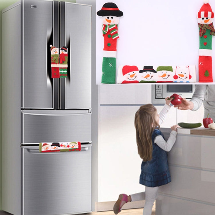Set di copri maniglia per porta del forno a microonde in tessuto stile natalizio 3 in 1, dimensioni: 23 * 14 cm, 3 in 1 Set