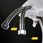 Tubo flessibile per soffione doccia in acciaio inossidabile da 3 m, doppia interblocco, interfaccia in rame, tubo dell'acqua da bagno antiscoppio, 3m (Double Interlock)