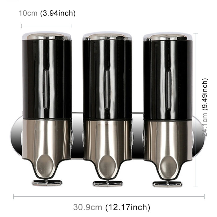 Bottiglia di sapone per shampoo liquido per lavaggio a parete con erogatore manuale per doccia tripla per hotel, capacità: 1200 ml, 1200ml/Black, 1200ml/Gold, 1200ml/Red, 1200ml/Silver, 1200ml/Transparent, 1200ml/White