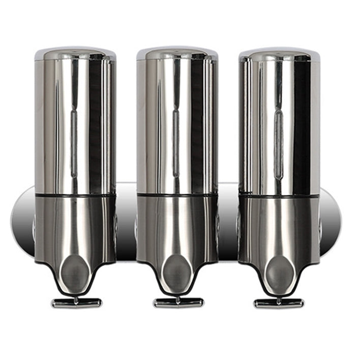 Bottiglia di sapone per shampoo liquido per lavaggio a parete con erogatore manuale per doccia tripla per hotel, capacità: 1200 ml, 1200ml/Stainless Steel