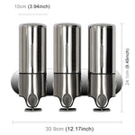 Bottiglia di sapone per shampoo liquido per lavaggio a parete con erogatore manuale per doccia tripla per hotel, capacità: 1200 ml, 1200ml/Stainless Steel