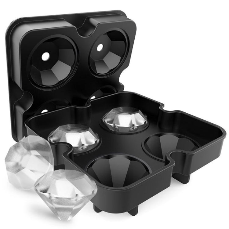 Nuovo 4 cavità a forma di diamante 3D Stampo per cubetti di ghiaccio Bar Party Vassoi in silicone Stampo per cioccolato Utensile da cucina, Diamond Shape