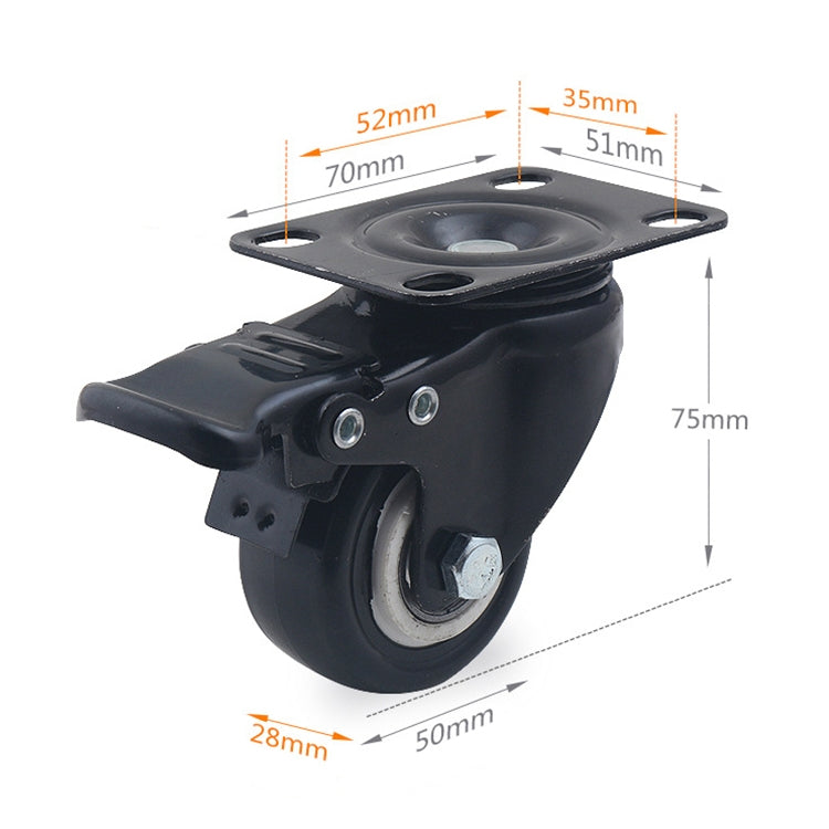 2 pezzi da 2 pollici per mobili, tavolino da caffè, ruota freno universale silenziosa, 2 inch Universal Brake Wheel