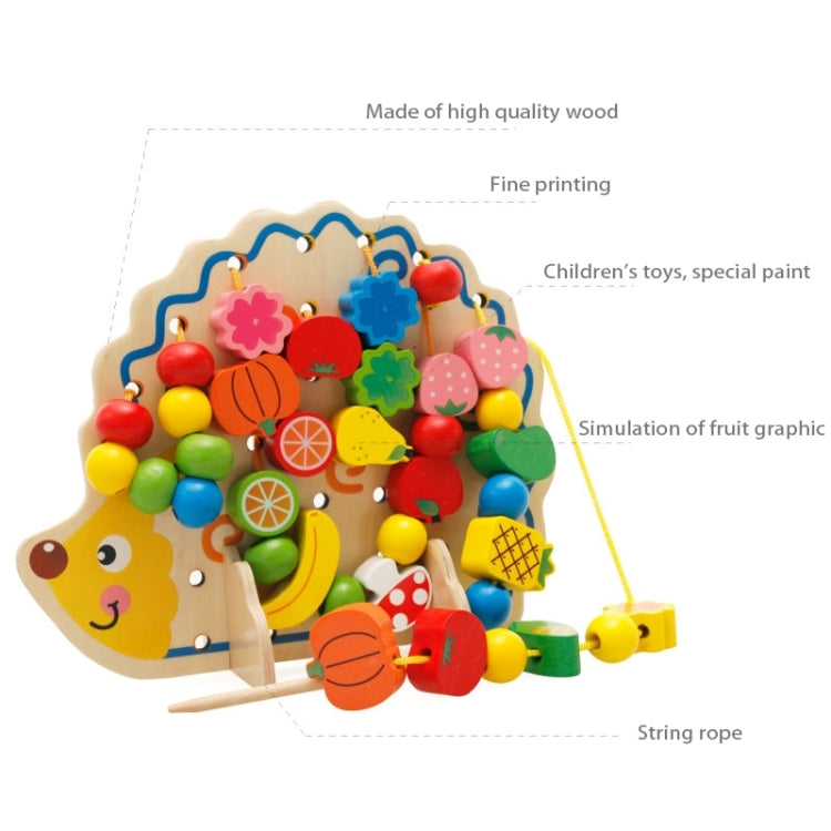 Educazione all'apprendimento precoce Giocattoli di legno Riccio Perline di frutta Bambino Mano Coordinazione occhio-mano Sviluppo di abilità Giocattoli educativi per bambini, Hedgehog