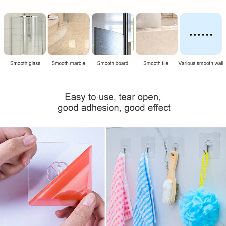 10 pezzi in PVC + acciaio inossidabile, sottile forma di prugna, gancio adesivo senza cuciture, impermeabile, trasparente, resistente, per montaggio a parete da cucina, Thin