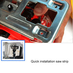 Seghetto alternativo 220V Sega elettrica Lavorazione del legno Utensili elettrici Sega a catena multifunzione Seghe a mano Macchina da taglio per legno con laser e 10 lame per sega, spina europea, 65 Quick Install Version