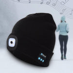 Cappello invernale unisex in maglia di poliacrilonitrile caldo, berretto per adulti con LED e Bluetooth