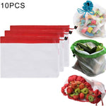 10 sacchetti portaoggetti in rete riutilizzabili per sandwich di frutta con doppia cucitura, dimensioni: 30 cm x 20 cm, consegna a colori casuale, Size: 30cm x 20cm