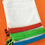 10 sacchetti portaoggetti in rete riutilizzabili per sandwich di frutta con doppia cucitura, dimensioni: 30 cm x 20 cm, consegna a colori casuale, Size: 30cm x 20cm