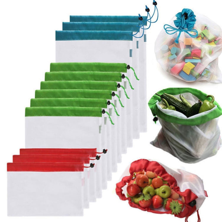 10 sacchetti portaoggetti in rete riutilizzabili per sandwich di frutta con doppia cucitura, dimensioni: 30 cm x 20 cm, consegna a colori casuale, Size: 30cm x 20cm