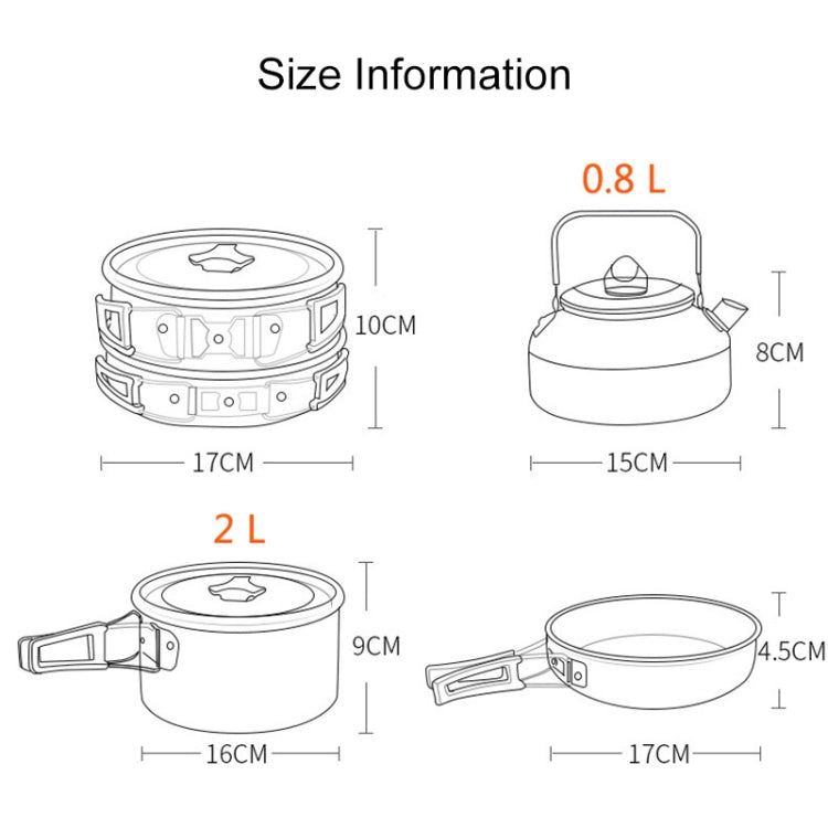 Hewolf 1692 Stoviglie da campeggio all'aperto Pentole Set di pentole per 2-3 persone, HW-K1692 For 2-3 Person