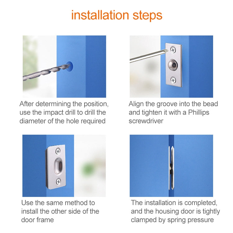 1 paio di perline per porta invisibili in acciaio inossidabile 107, perline a molla, perline speciali con chiusura a perline, 107 Copper + stainless Steel Panel