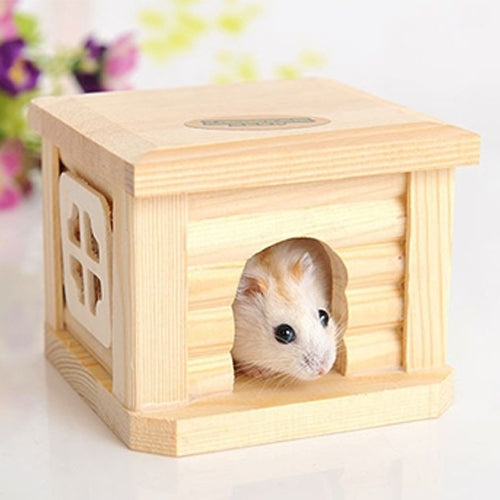 Gabbia per piccoli animali con tetto piatto in legno 10x10x8 cm