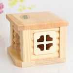 Gabbia per piccoli animali con tetto piatto in legno 10x10x8 cm