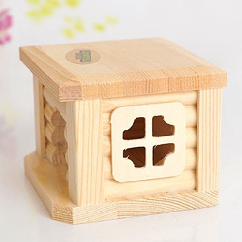 Gabbia per piccoli animali con tetto piatto in legno 10x10x8 cm