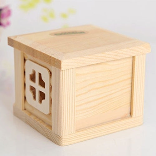 Gabbia per piccoli animali con tetto piatto in legno 10x10x8 cm