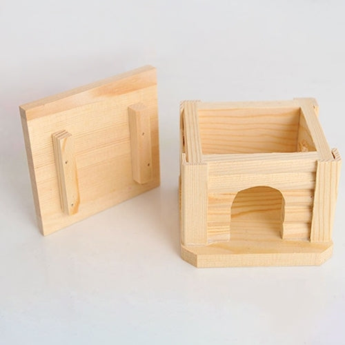 Gabbia per piccoli animali con tetto piatto in legno 10x10x8 cm